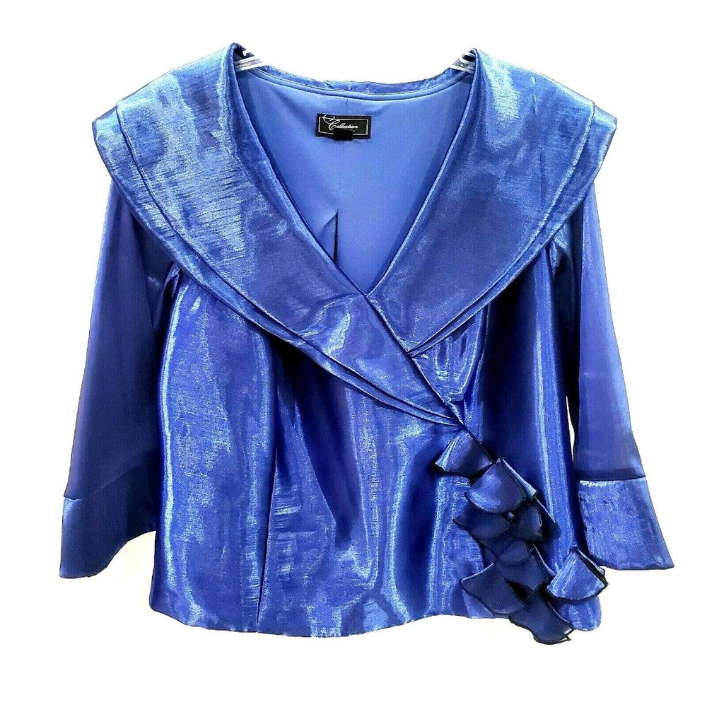 Dressbarn Collection cobalt pull over blazer zip